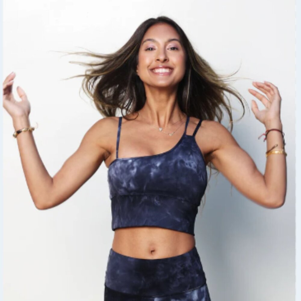NWT LASociety Boutique Tie-dye Cropped Workout Tank, Blue/White - Size Small